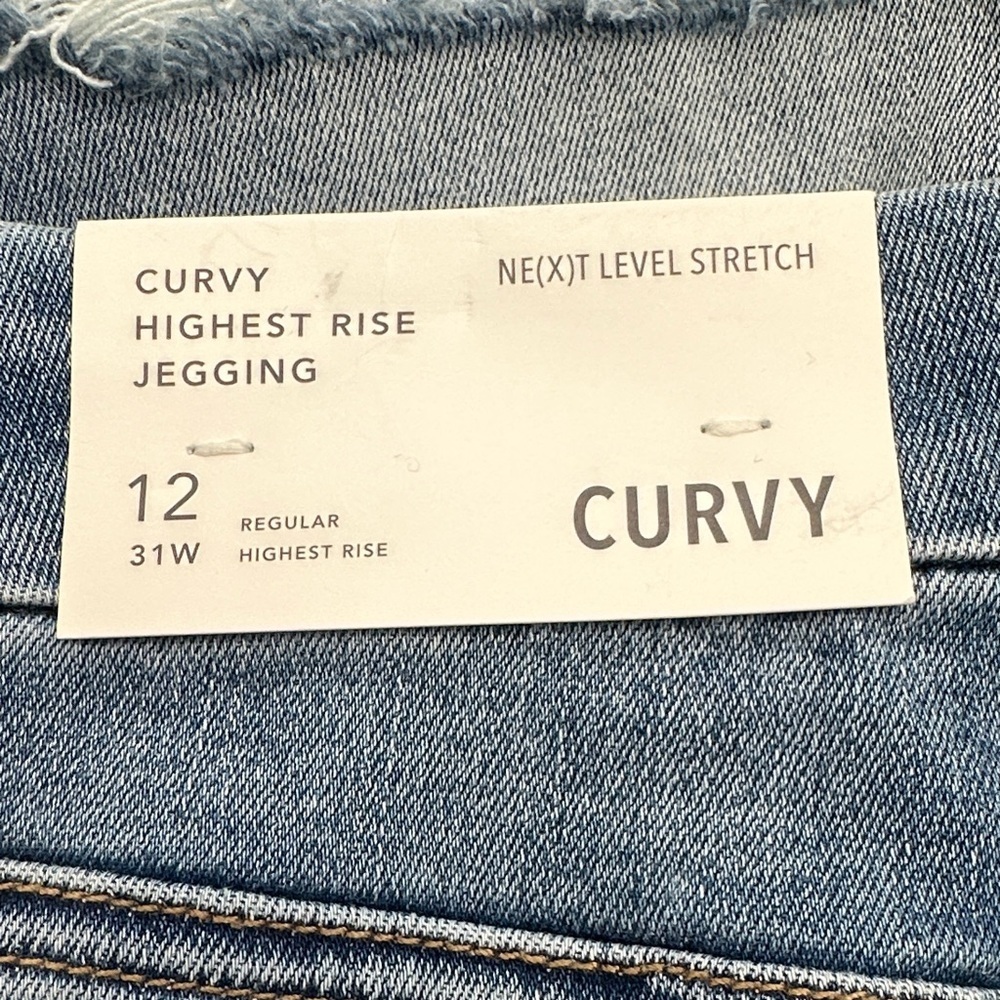 American Eagle Curvy Highest Rise Jegging Jeans Distressed Size 12 W31 NWT - Picture 5 of 10